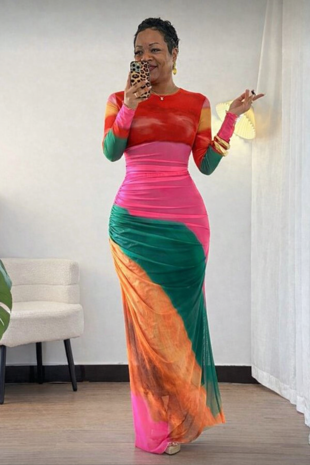 Sunset Luxe Mesh Maxi Dress