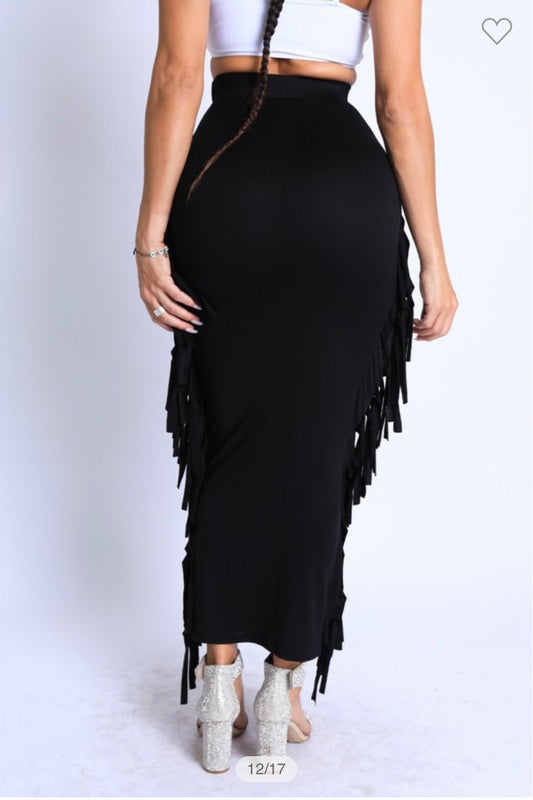 Black Fringe Skirt