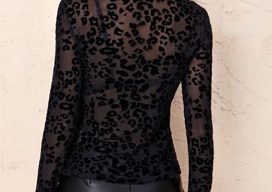 🖤 The “Midnight Muse” Sheer Leopard Bodysuit