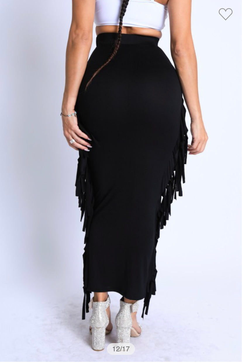 Black Fringe Skirt