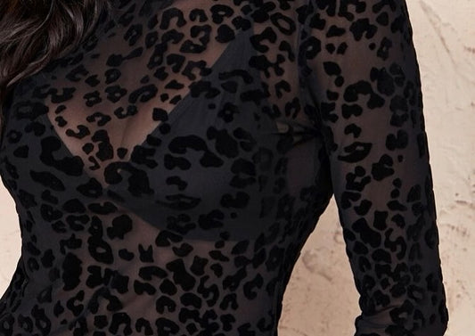 🖤 The “Midnight Muse” Sheer Leopard Bodysuit