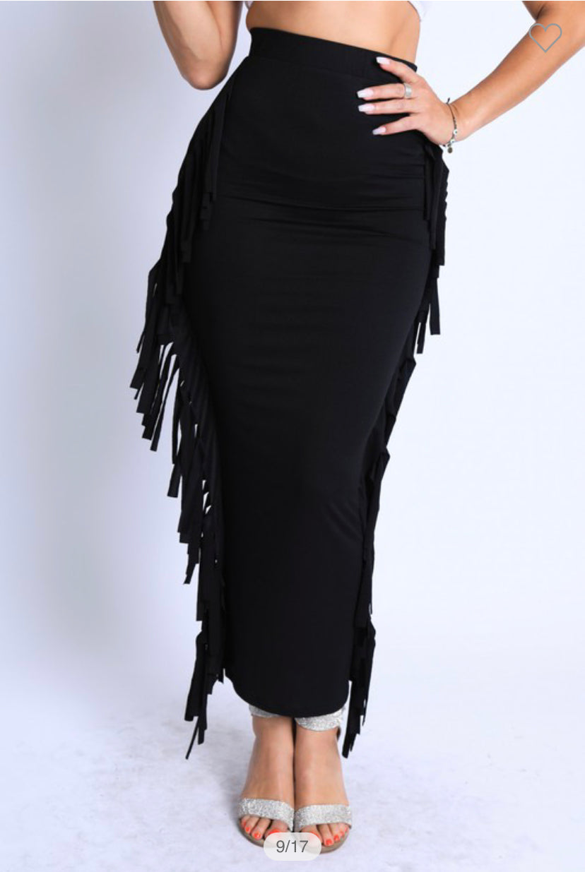 Black Fringe Skirt