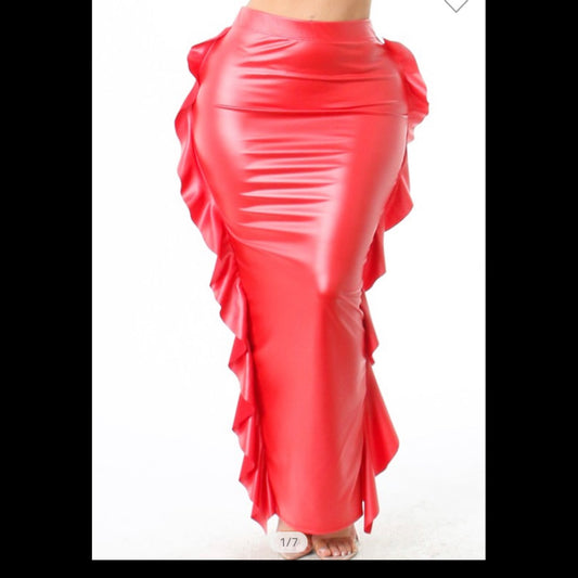 ❤️ The “Red Alert” Ruffle Maxi Skirt