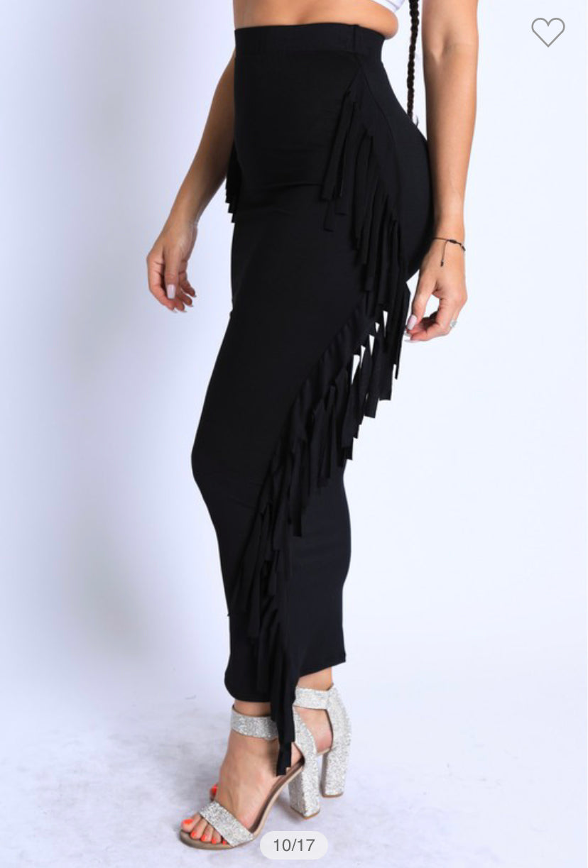 Black Fringe Skirt