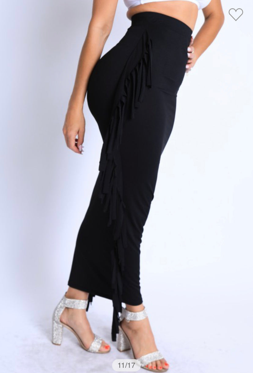 Black Fringe Skirt