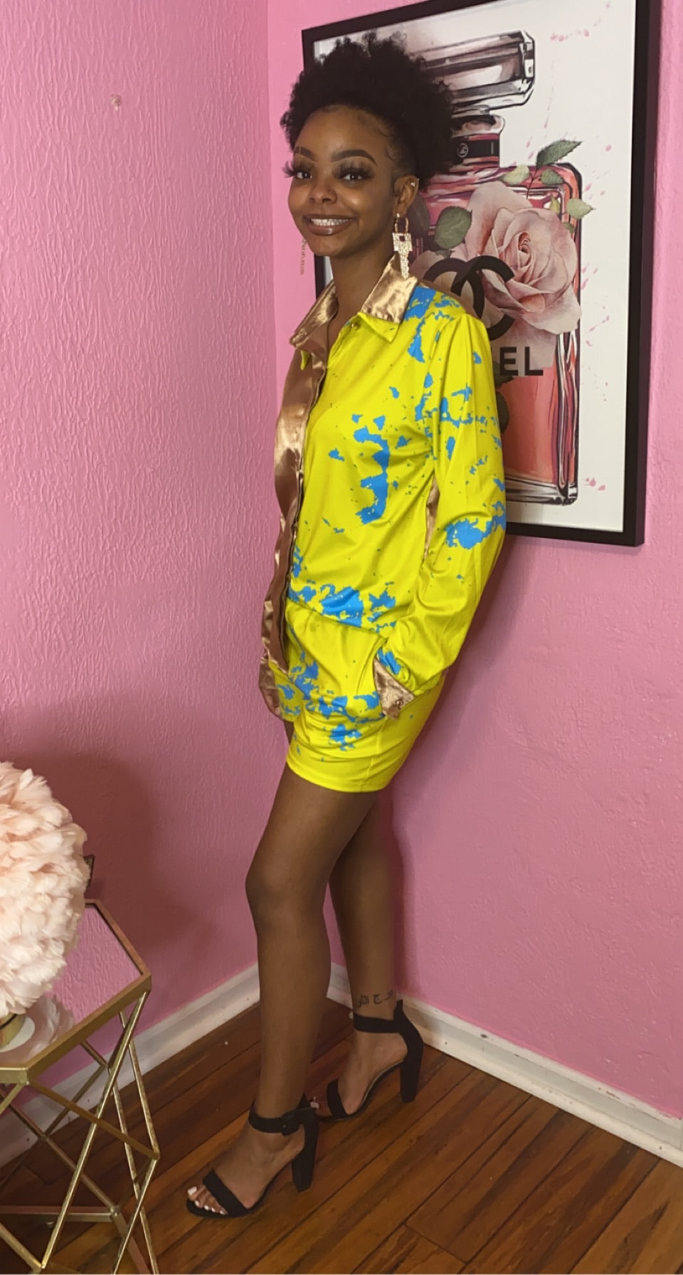 2 Piece Patchwork Casual Short Set