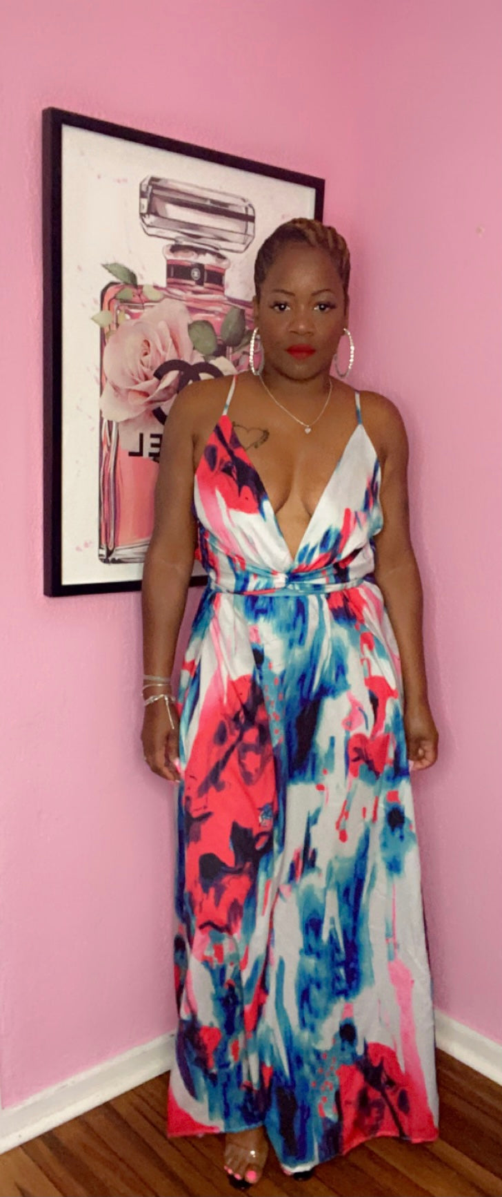 Long Floral Split thighs Maxi Dress