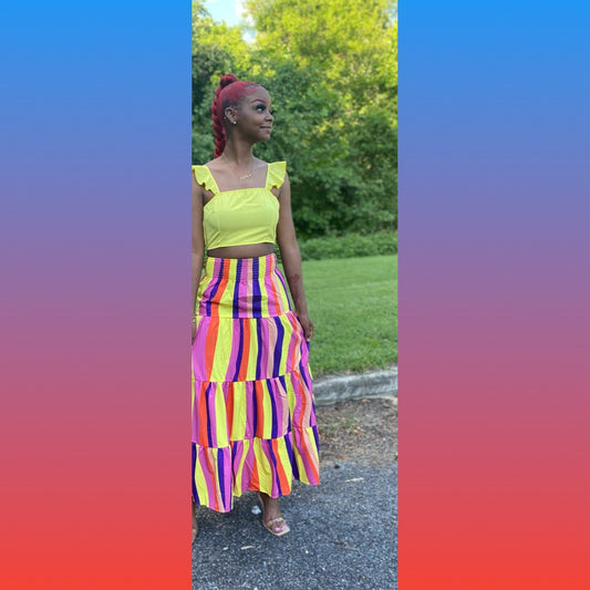 🌈 The “Sunset Stripe” Maxi Set